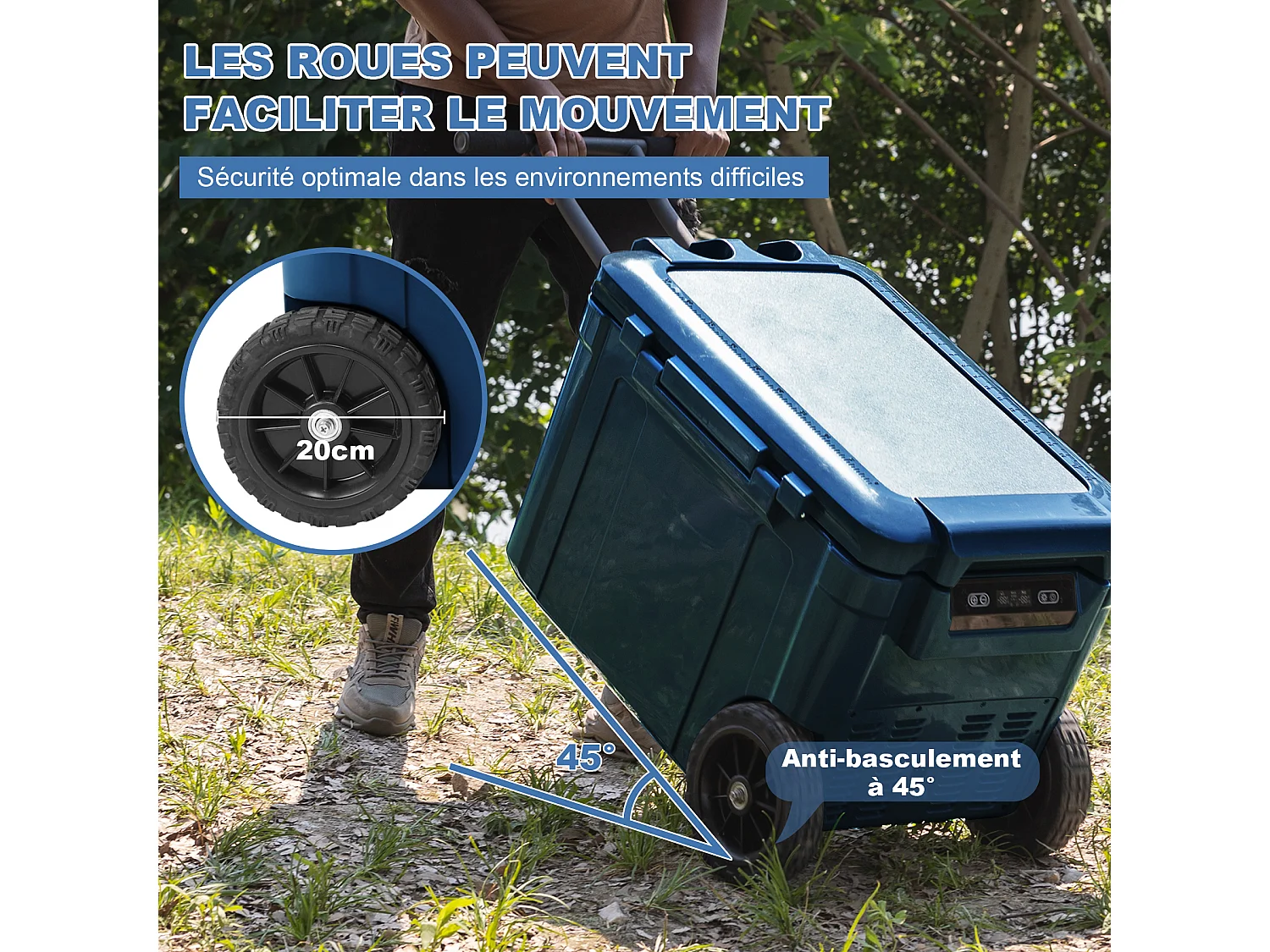 Glacière à compresseur 45 L - Réfrigérateur de voiture avec double contrôle de température