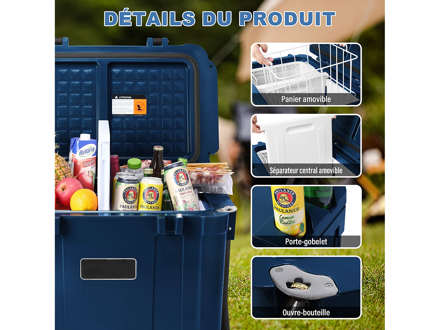 Glacière à compresseur 45 L - Réfrigérateur de voiture avec double contrôle de température