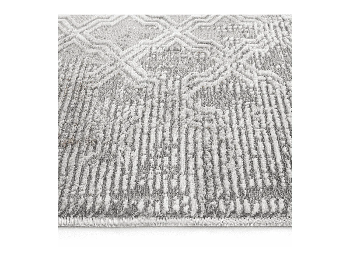 Tapis rectangulaire gris à motifs beiges et gris - VERONA