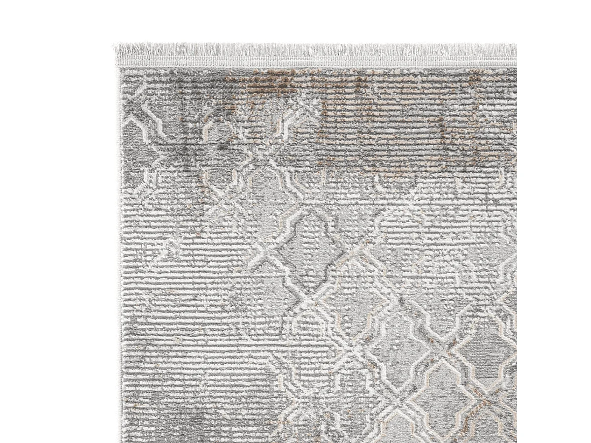 Tapis rectangulaire gris à motifs beiges et gris - VERONA