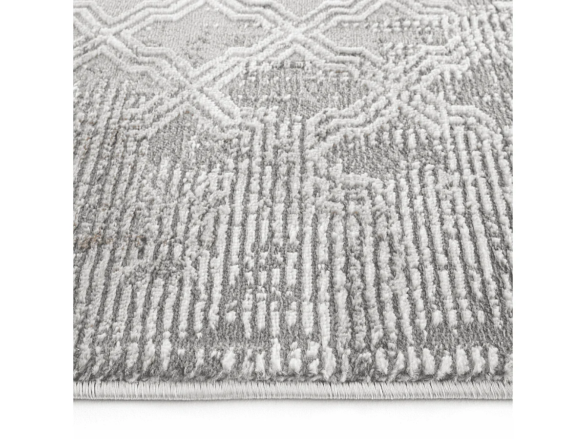 Tapis rectangulaire gris à motifs beiges et gris - VERONA