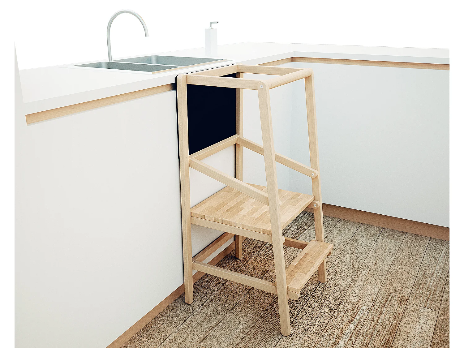 Torre di osservazione/apprendimento in legno ALTO 2 con ardesia