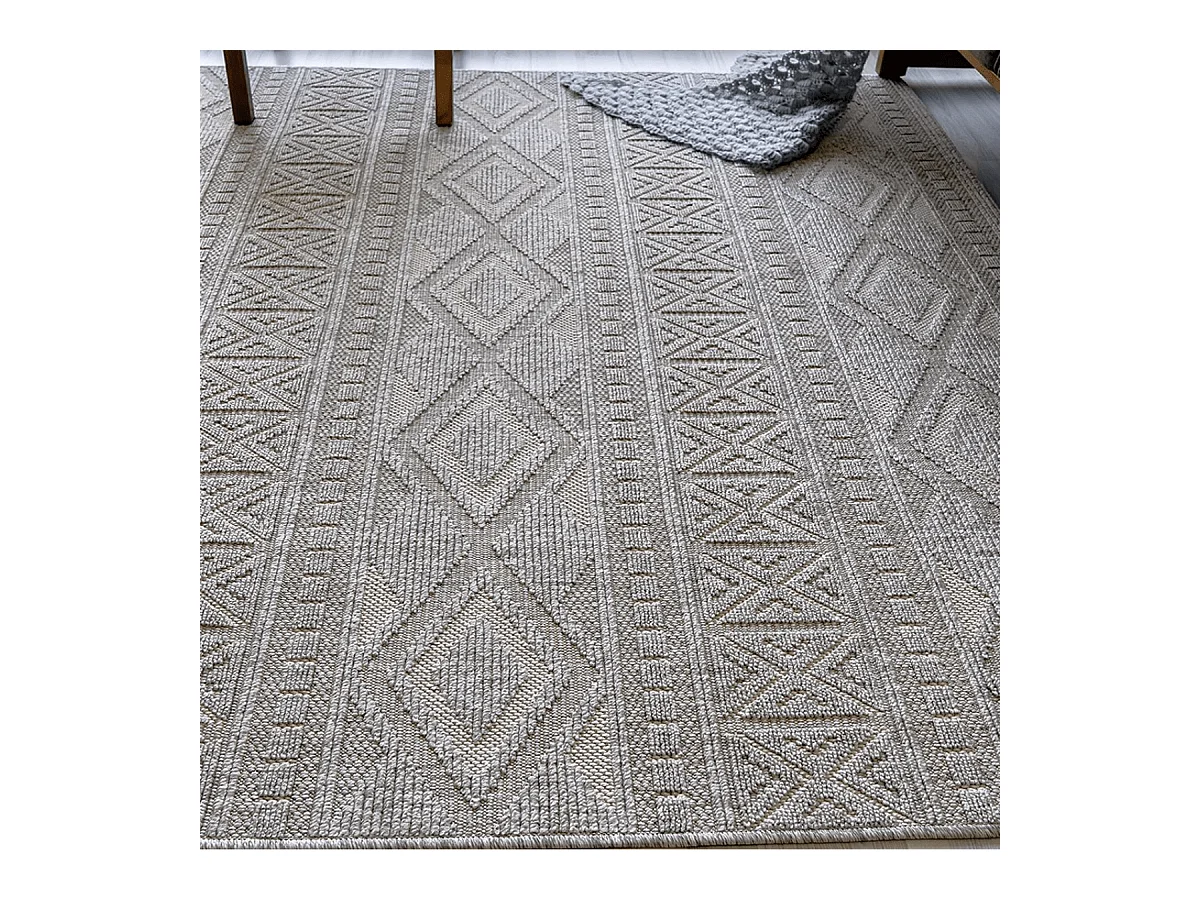 Tapis rectangulaire gris à motifs losanges gris - ASELYA