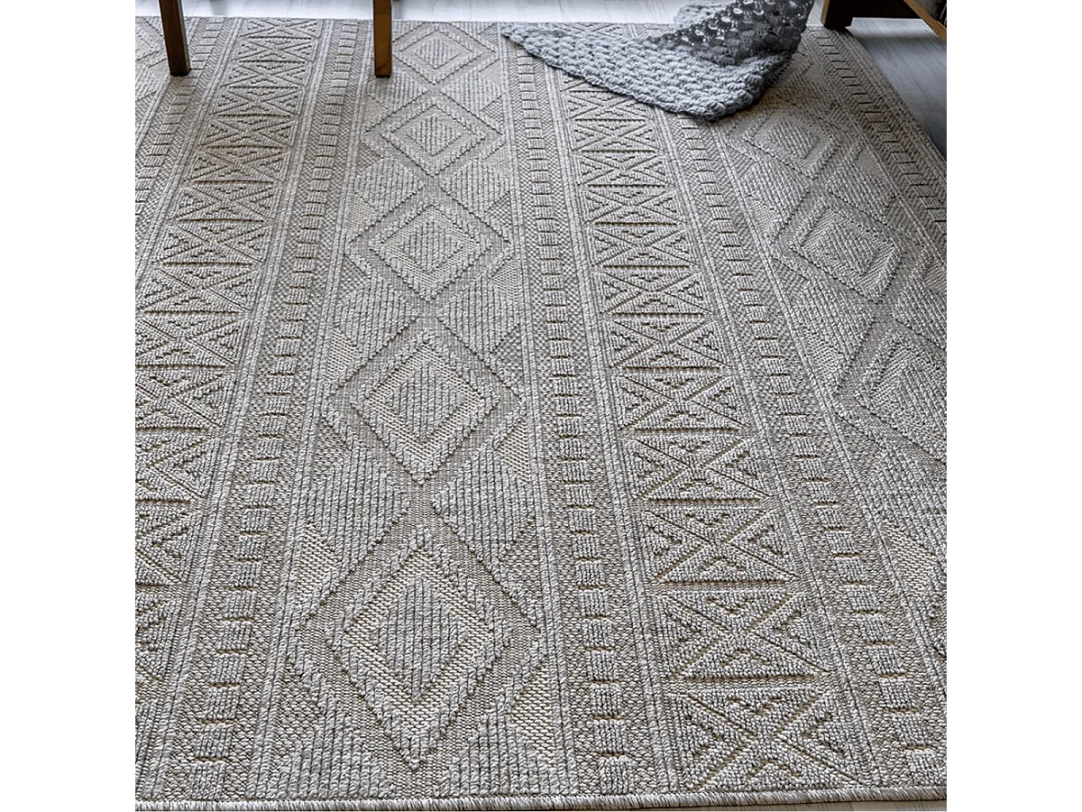 Tapis rectangulaire gris à motifs losanges gris - ASELYA