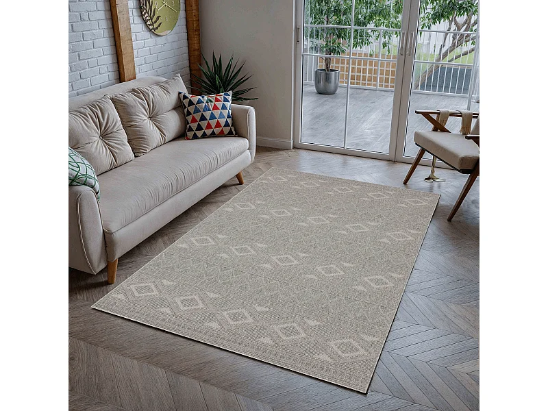 Tapis rectangulaire gris à motifs losanges gris - ASELYA