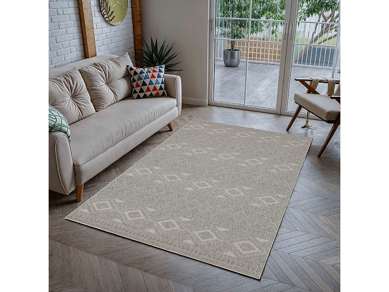 Tapis rectangulaire gris à motifs losanges gris - ASELYA