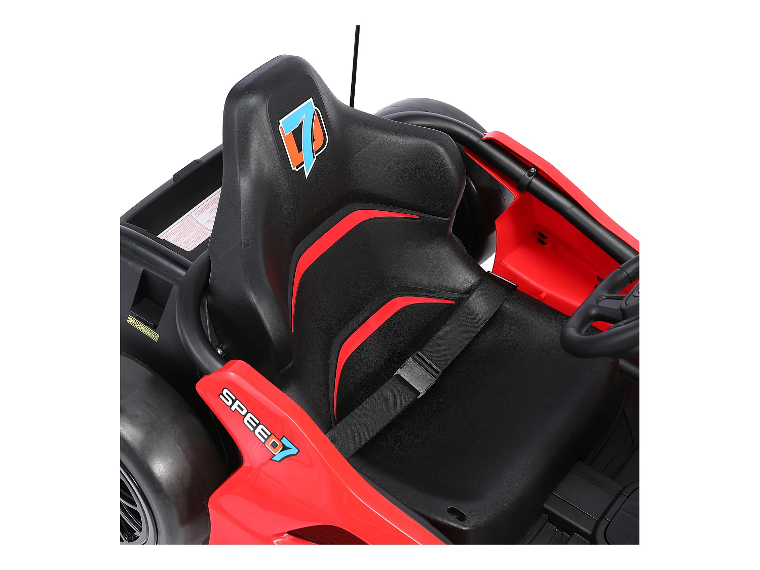 HOMEMiYN Kart électrique de drift 24V 13 km/h avec démarrage progressif, musique, klaxon, ceinture de sécurité pour enfants de 8 à 12 ans (rouge).