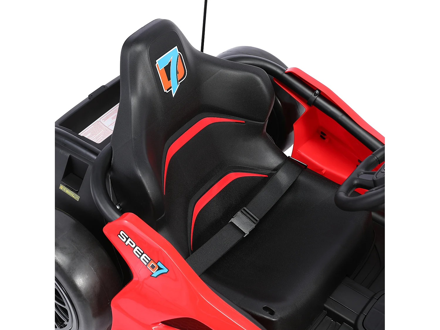 HOMEMiYN Kart électrique de drift 24V 13 km/h avec démarrage progressif, musique, klaxon, ceinture de sécurité pour enfants de 8 à 12 ans (rouge).