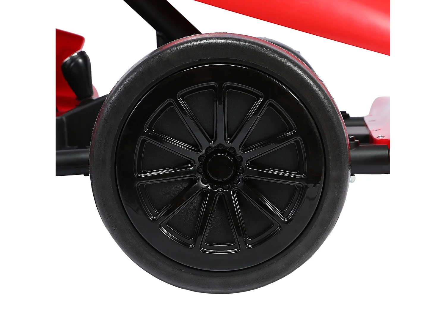 HOMEMiYN Kart électrique de drift 24V 13 km/h avec démarrage progressif, musique, klaxon, ceinture de sécurité pour enfants de 8 à 12 ans (rouge).