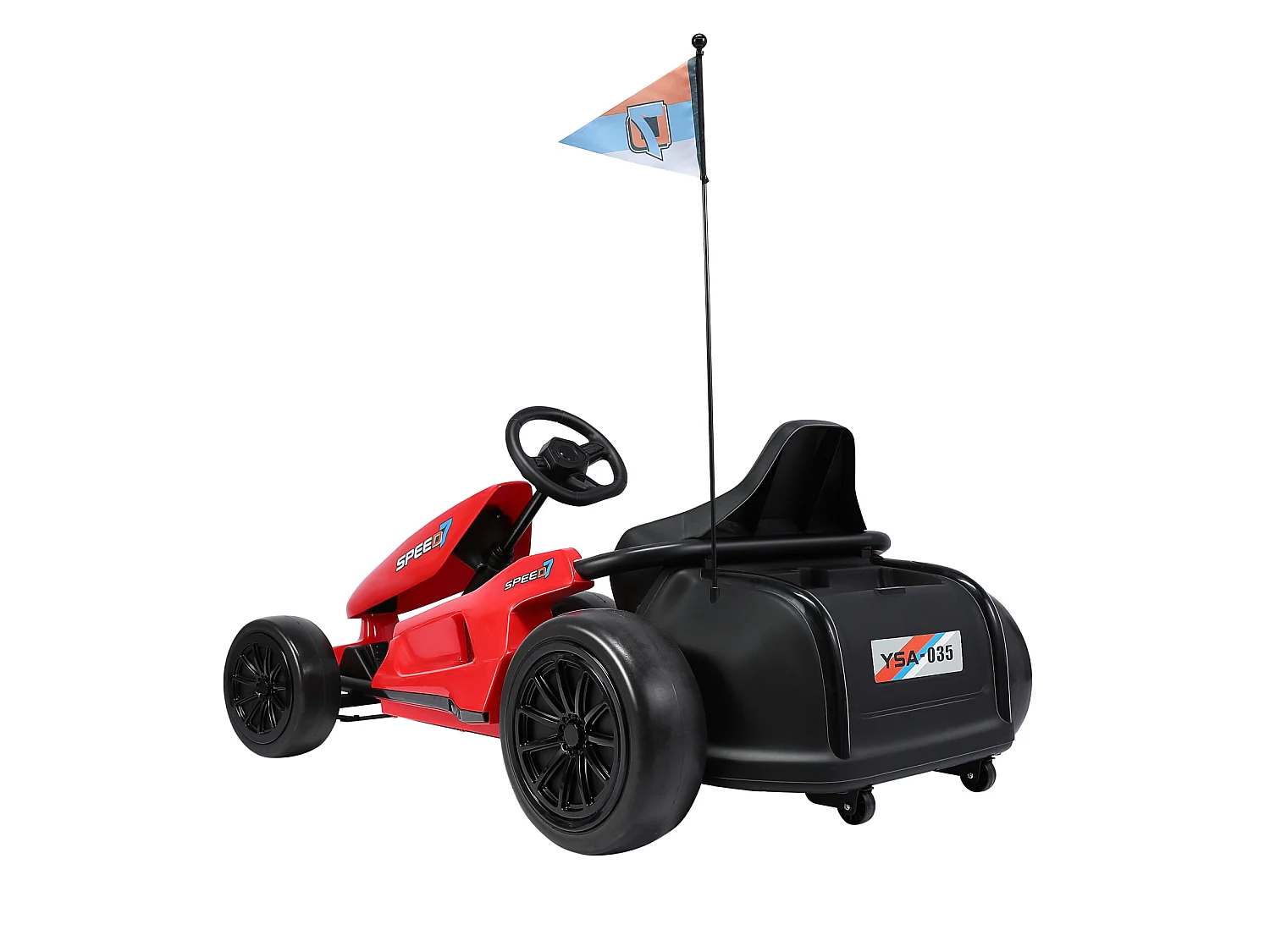 HOMEMiYN 24 V 13 km/h Elektro-Driftkart mit Sanftanlauf, Musik, Hupe, Sicherheitsgurt für Kinder von 8–12 Jahren (rot).