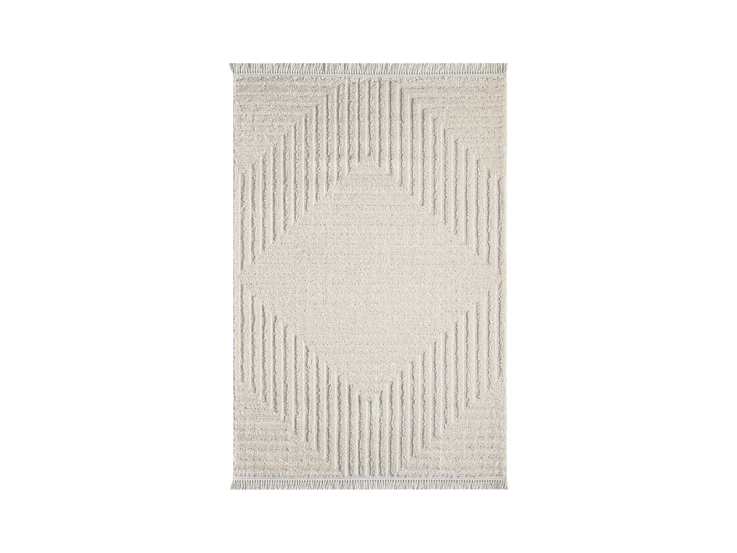 Tappeto rettangolare con motivi incisi crema - FASELIS