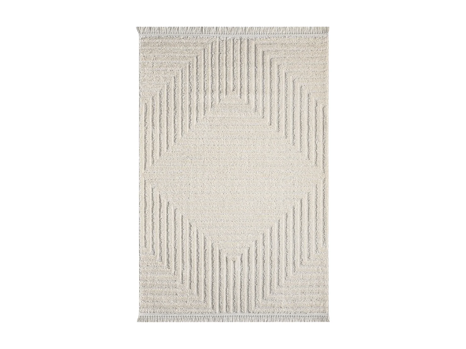 Tapis rectangulaire crème à motifs - FASELIS