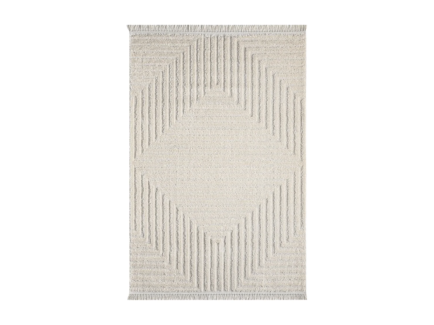 Tapis rectangulaire crème à motifs - FASELIS