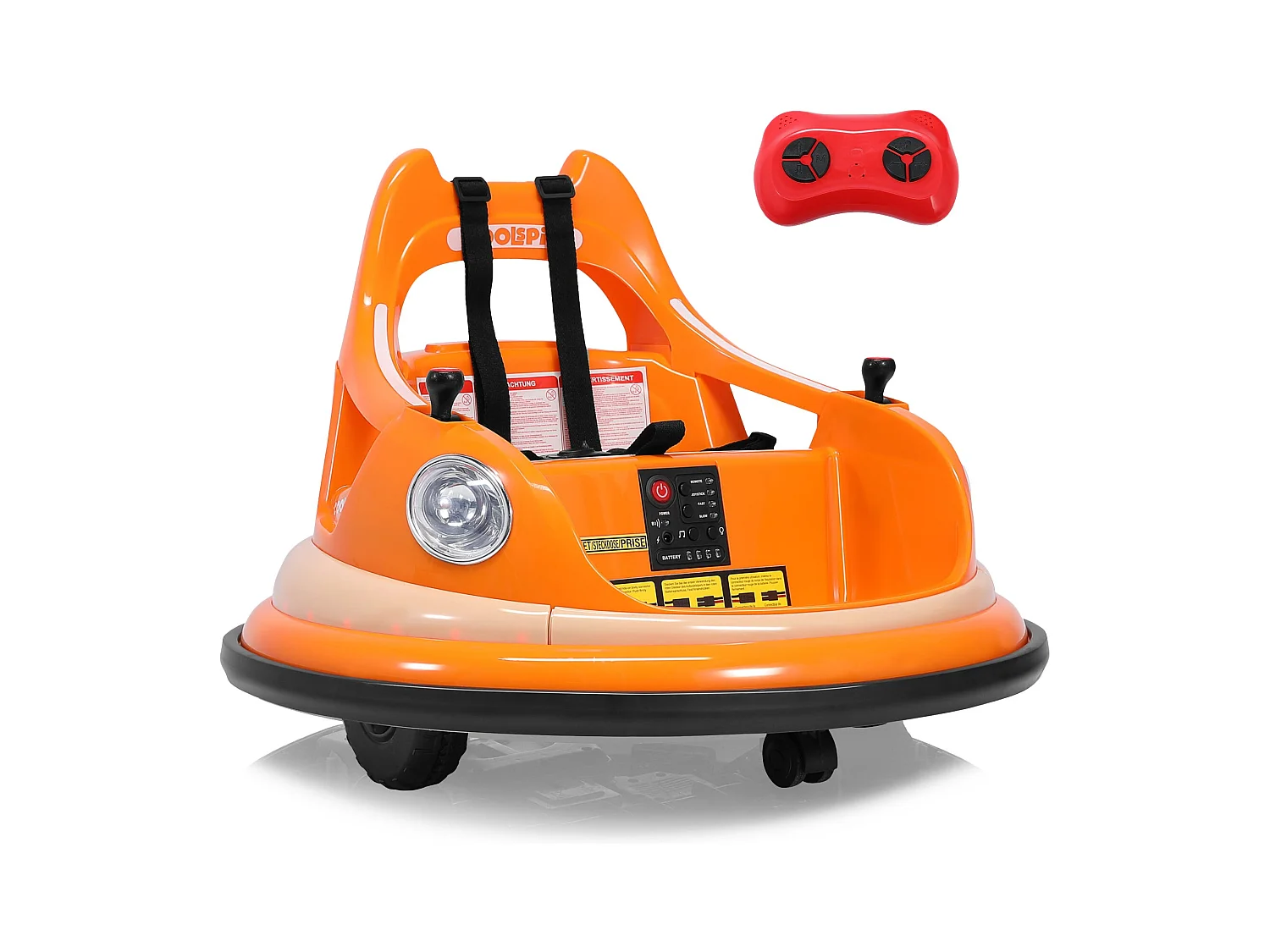 Auto-tamponneuse HOMEMIYN 12 V, 2 vitesses ✓ ASTM. Télécommande, Bluetooth + LED, rotation à 360°, harnais 5 points. Pour les 1,5 à 5 ans. Bleu.