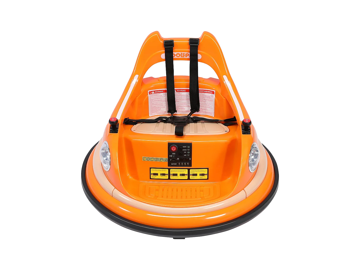 Auto-tamponneuse HOMEMIYN 12 V, 2 vitesses ✓ ASTM. Télécommande, Bluetooth + LED, rotation à 360°, harnais 5 points. Pour les 1,5 à 5 ans. Bleu.