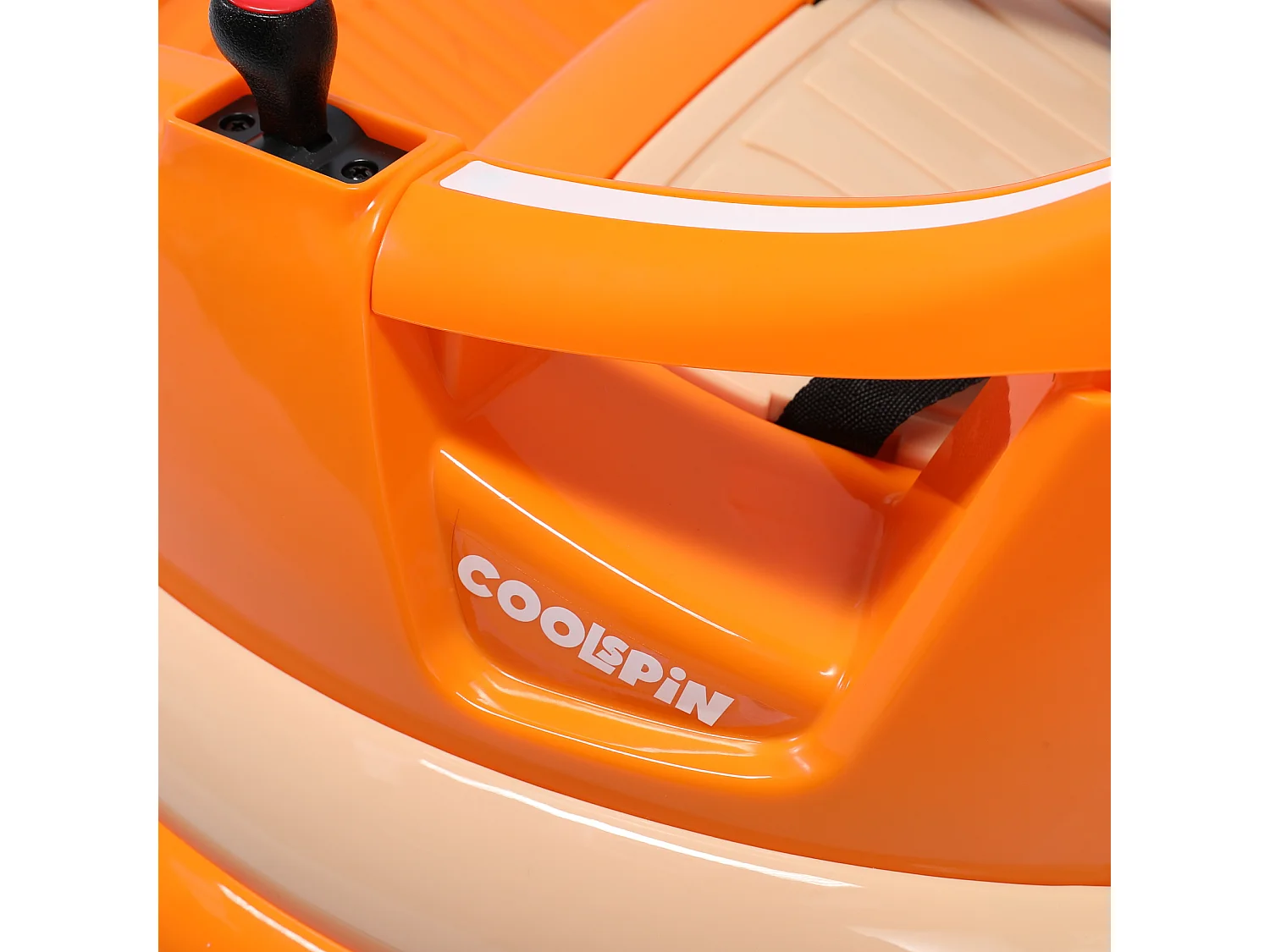 HOMEMiYN 12V Elektro-Pufferauto, 2 Gänge, ASTM, Fernbedienung, Bluetooth, LED, 360° drehbar, 5-Punkt-Gurt. Geeignet für Kinder von 1,5 bis 5 Jahren. Orange.