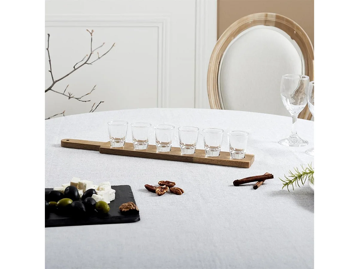 Lot de 6 shooters avec planche en acacia - WALEN