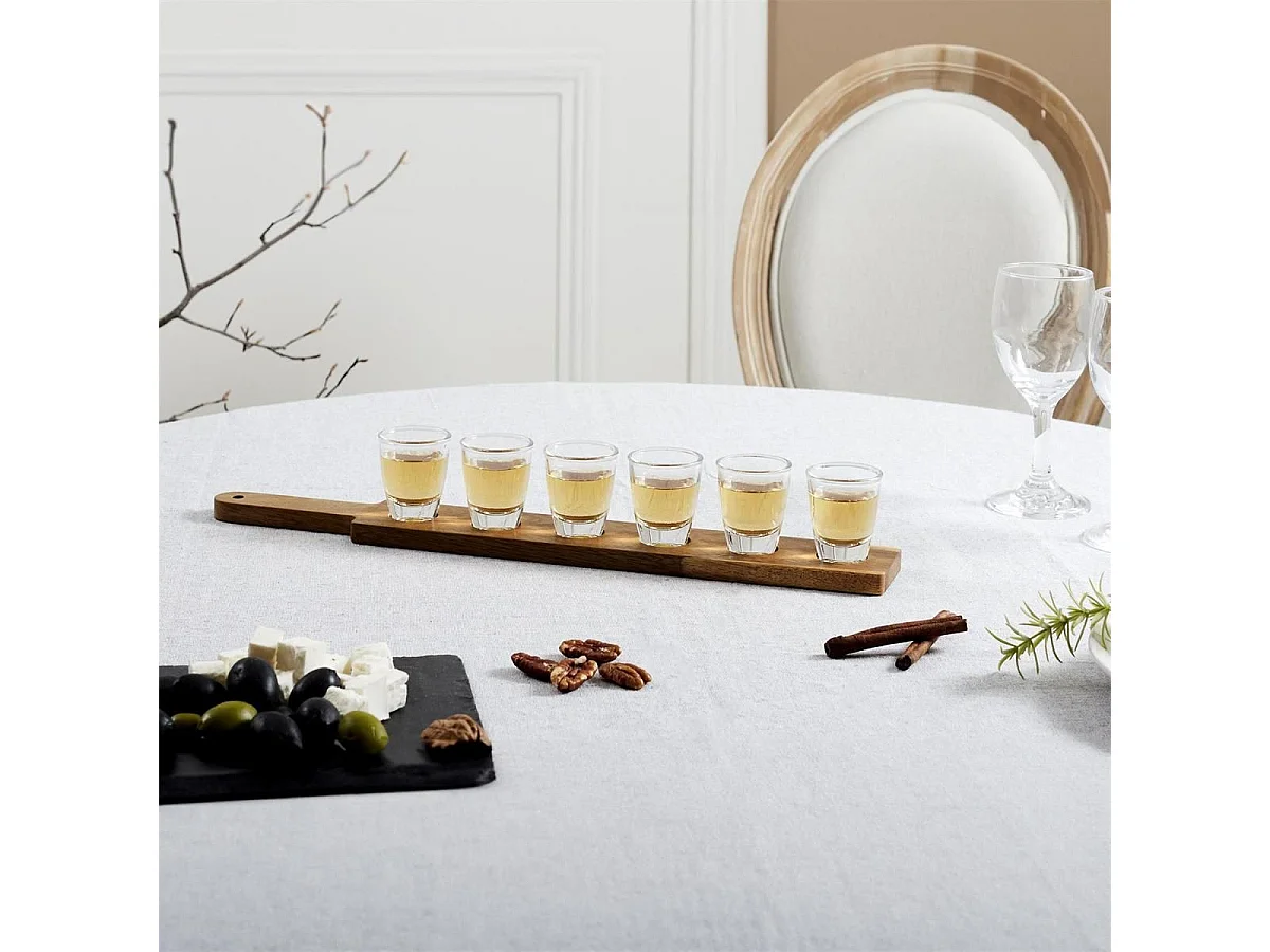 Lot de 6 shooters avec planche en acacia - WALEN