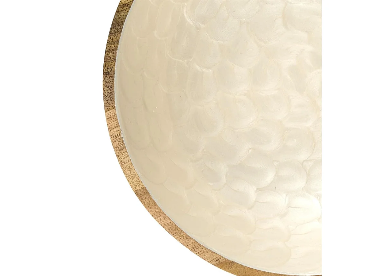 Bol en bois de manguier avec intérieur texturé nid d'abeille beige (Ø15 cm)