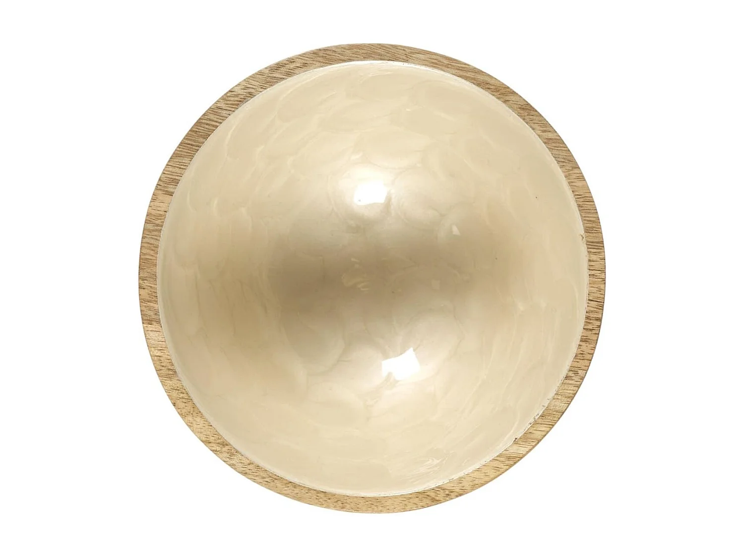 Bol en bois de manguier avec intérieur texturé nid d'abeille beige (Ø15 cm)