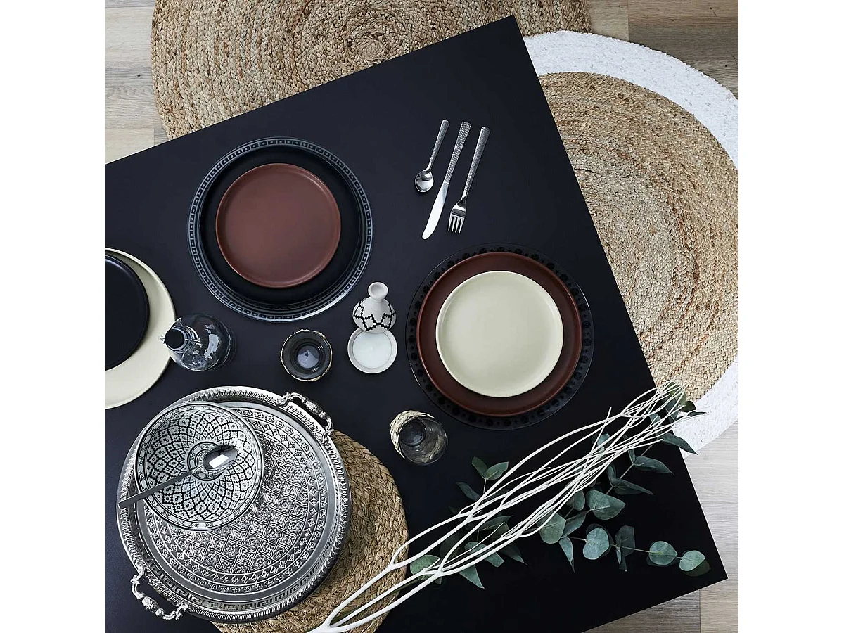 Plateau de Service en Métal Argenté avec poignées Ø42cm - ARMELLE