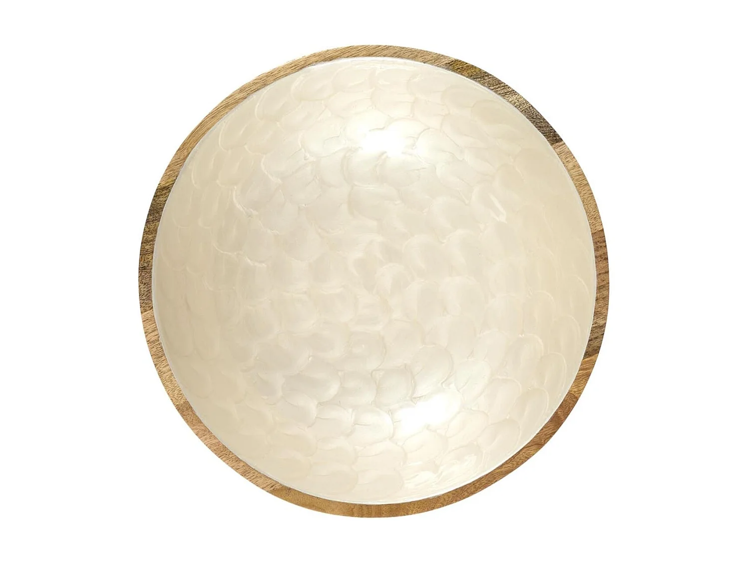 Saladier en bois de manguier avec intérieur texturé nid d'abeille beige (Ø27,5 cm)