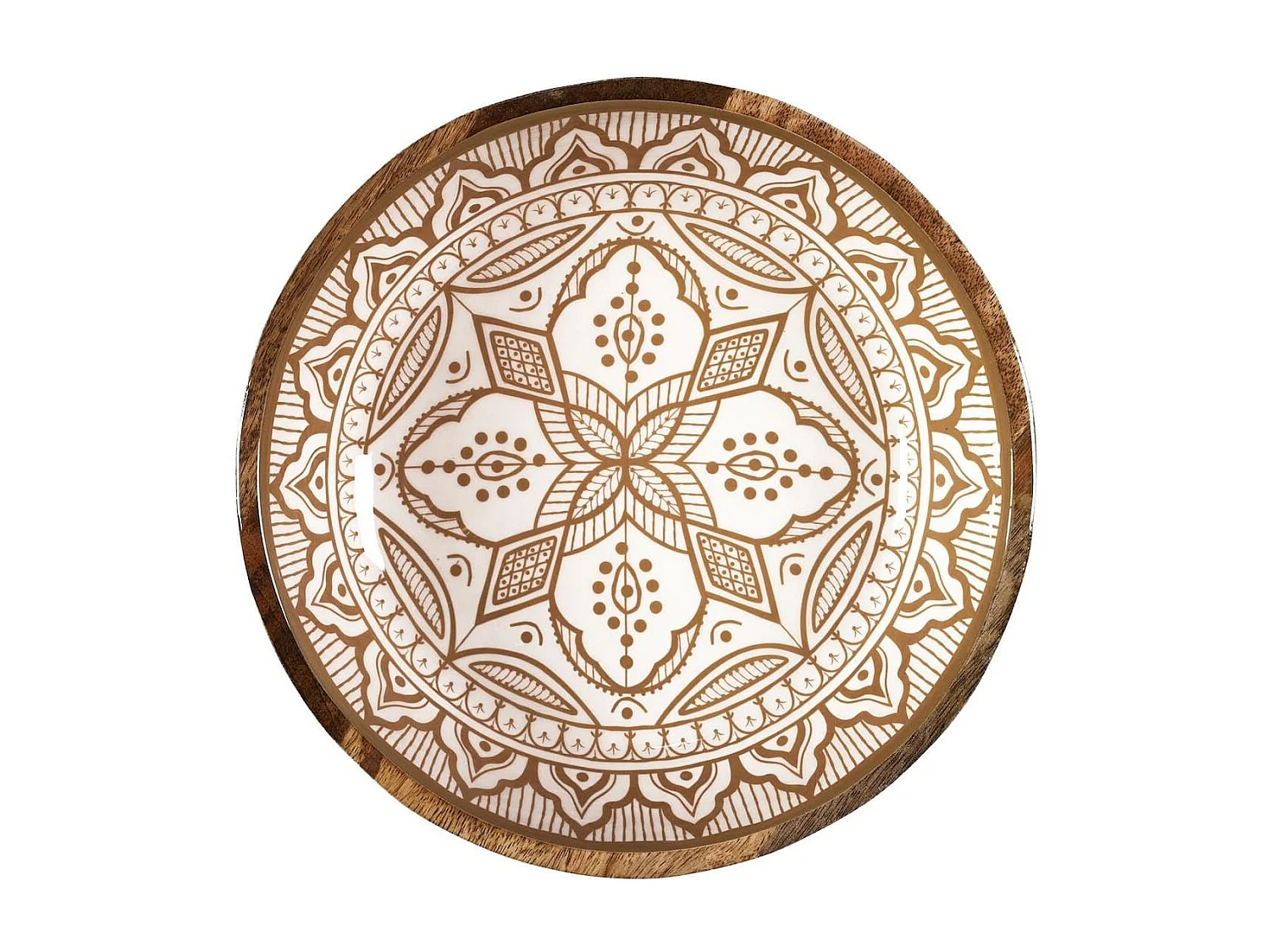 Saladier en bois de manguier avec motif mandala brun (Ø28 cm) - MANGO