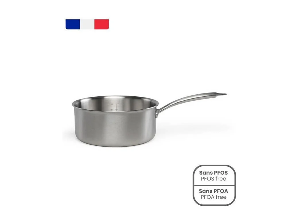 Cacerola de acero inoxidable 18/10, 20 cm, apta para todo tipo de cocinas, incluidas las de inducción.