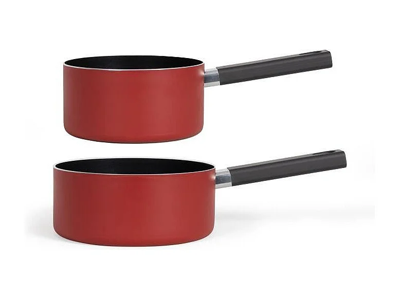 Set de 2 casseroles - LIVOO - MEP154R - Antiadhésif sans PFOA ni PFOS - Manche silicone - Tous feux dont induction