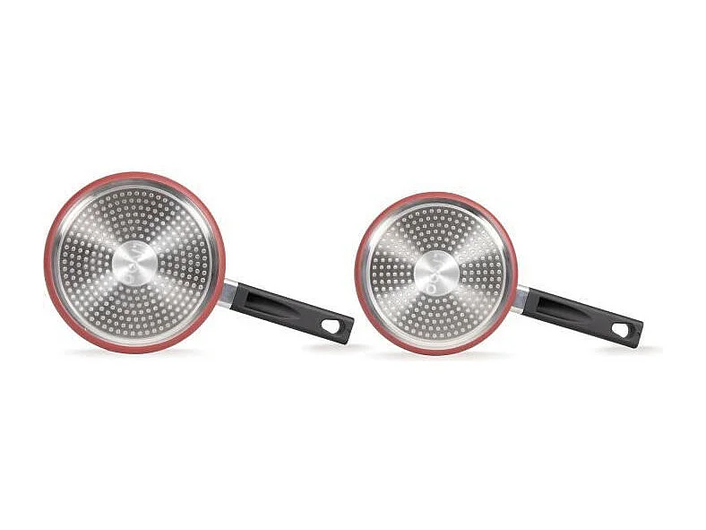 Set de 2 casseroles - LIVOO - MEP154R - Antiadhésif sans PFOA ni PFOS - Manche silicone - Tous feux dont induction