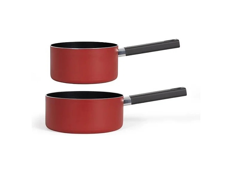 Set de 2 casseroles - LIVOO - MEP154R - Antiadhésif sans PFOA ni PFOS - Manche silicone - Tous feux dont induction