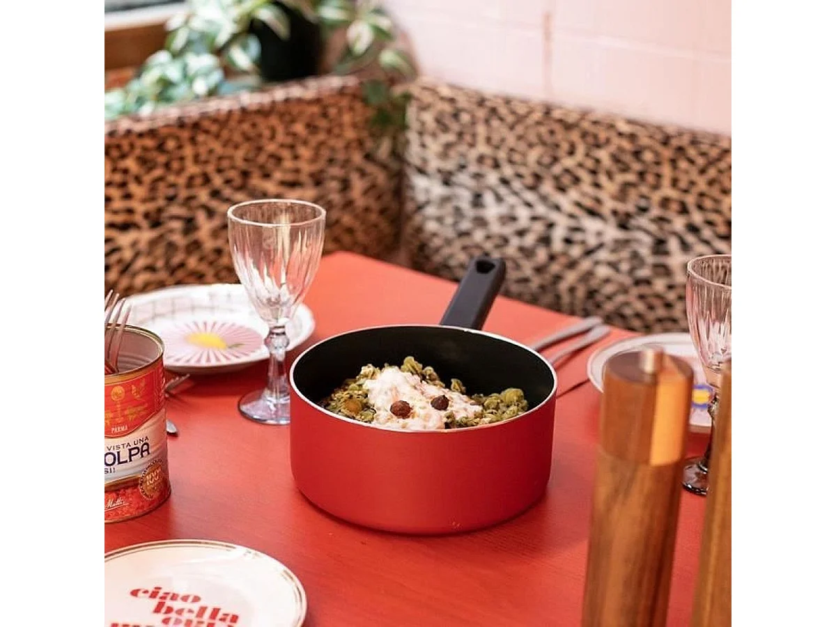 Set de 2 casseroles - LIVOO - MEP154R - Antiadhésif sans PFOA ni PFOS - Manche silicone - Tous feux dont induction