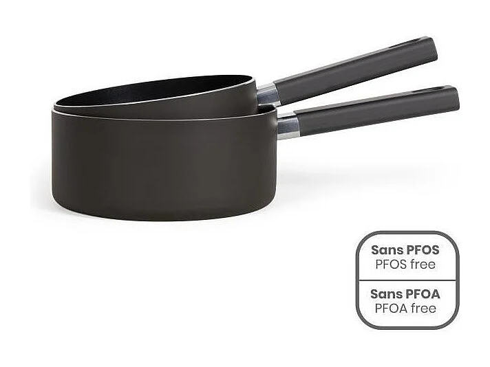 Set de 2 casseroles - LIVOO - MEP154N - Antiadhésif sans PFOA ni PFOS - Manche silicone - Tous feux dont induction