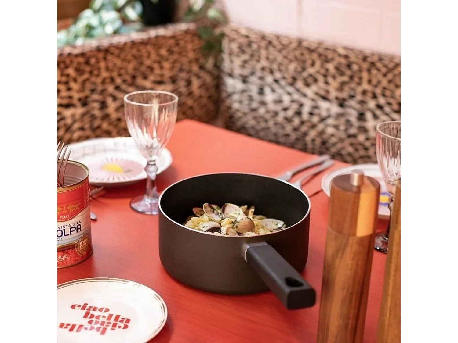 2 cacerolas antiadherentes MEP154N, libres de PFOA - Mango de silicona - Aptas para todo tipo de cocinas