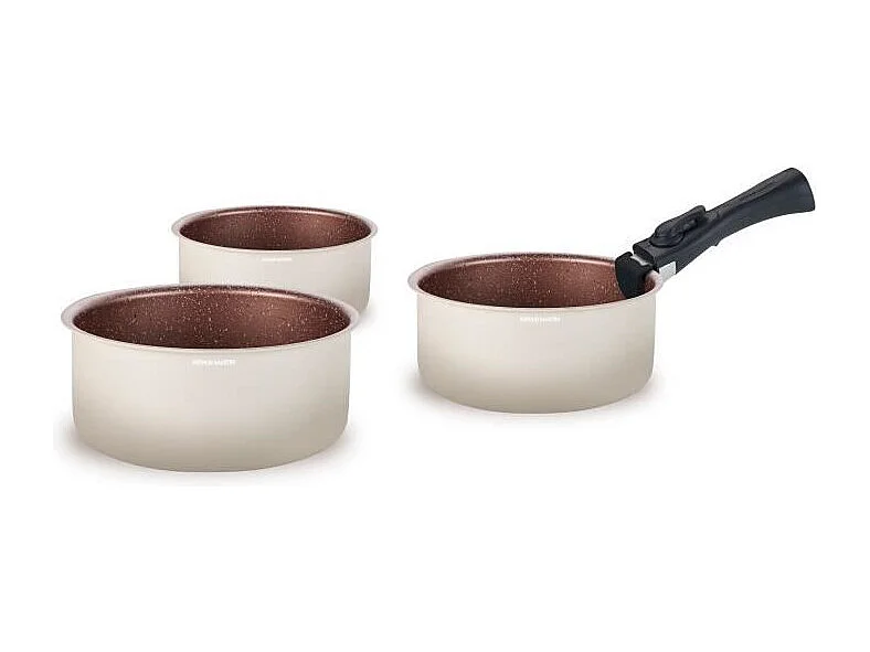 Batterie de cuisine - Tous feux dont induction - ARTHUR MARTIN - AM2655 - Set de 3 casseroles -16-18-20 cm + 1 poignée amovible