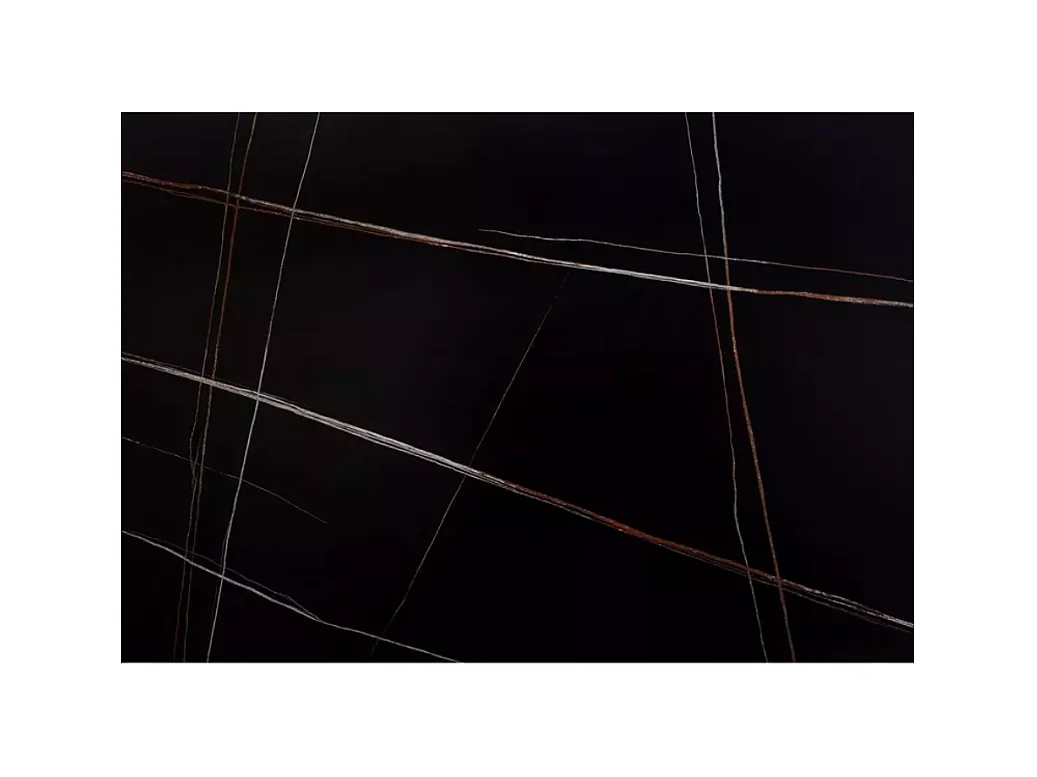 Table extensible de salle à manger 160 + 80cm céramique noir mat 4 pieds noir ALIDA