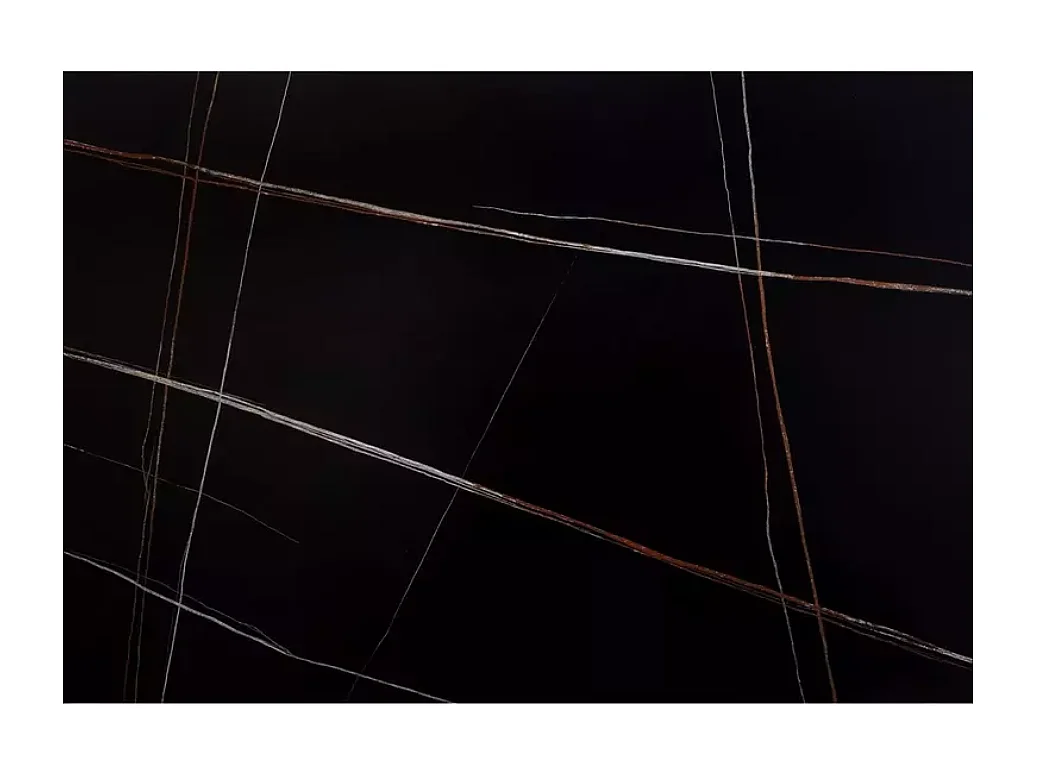 Table extensible de salle à manger 160 + 80cm céramique noir mat 4 pieds noir ALIDA