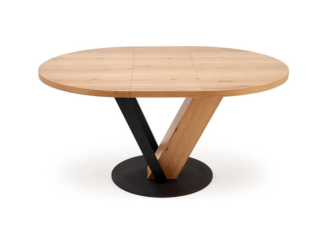 Esstisch Fanis/Rund/Ausziehbar/MDF+Furnier/Braun&Schwarz