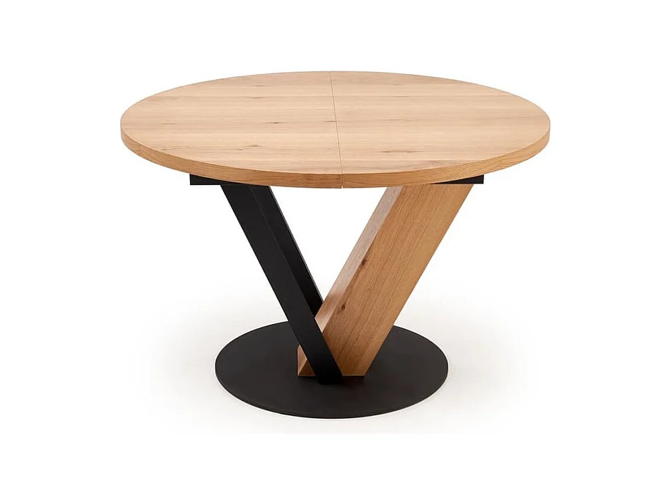 Esstisch Fanis/Rund/Ausziehbar/MDF+Furnier/Braun&Schwarz