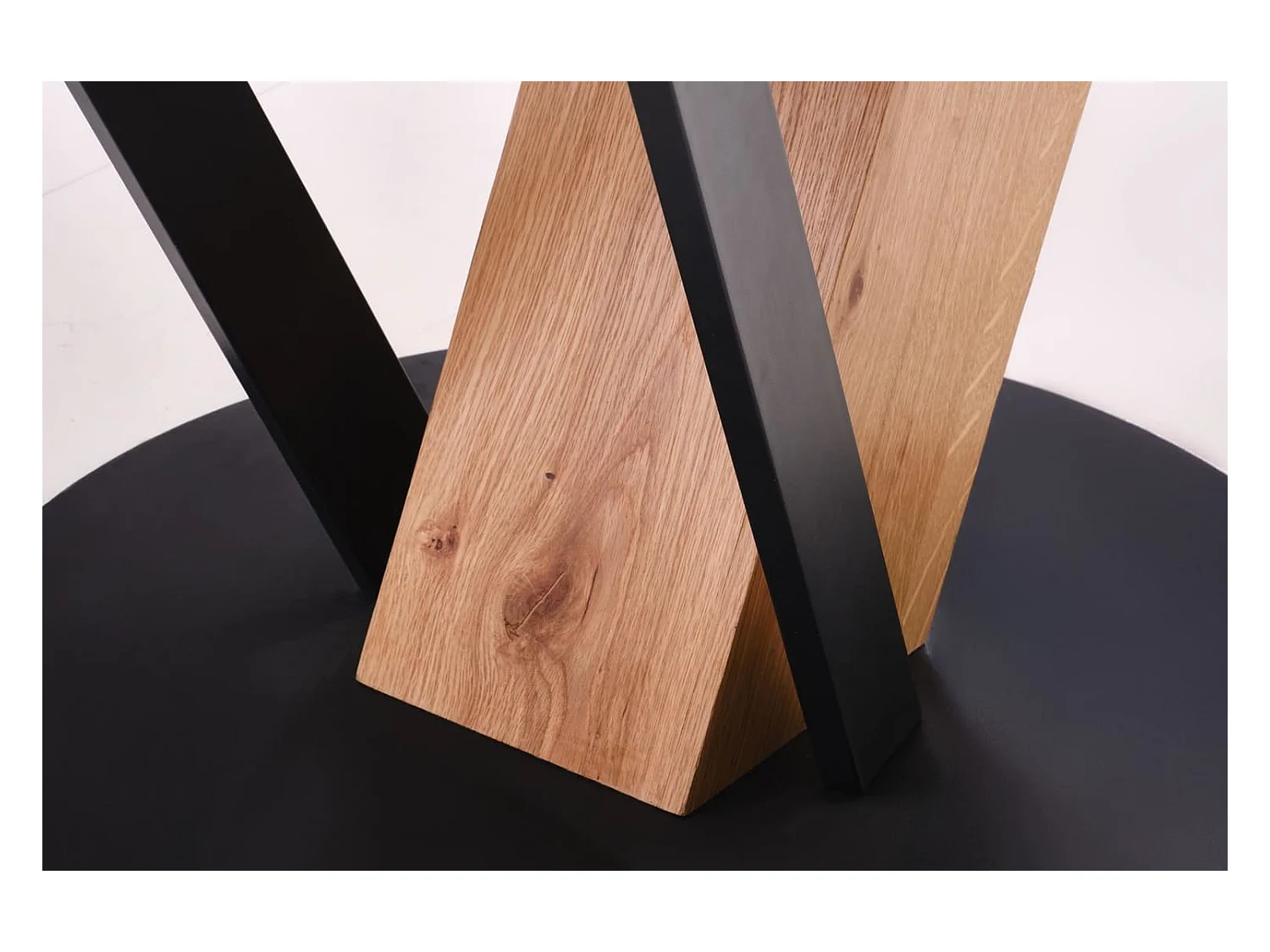 Esstisch Fanis/Rund/Ausziehbar/MDF+Furnier/Braun&Schwarz