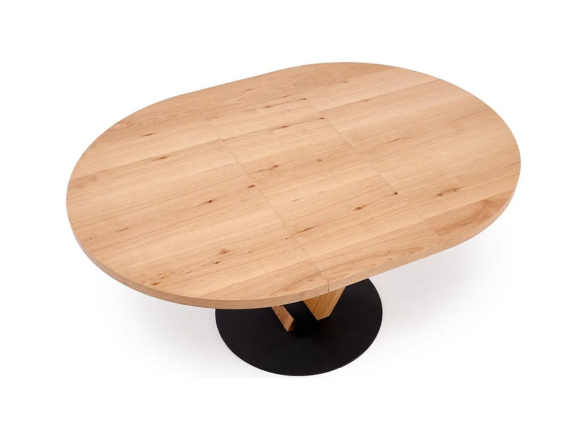 Esstisch Fanis/Rund/Ausziehbar/MDF+Furnier/Braun&Schwarz