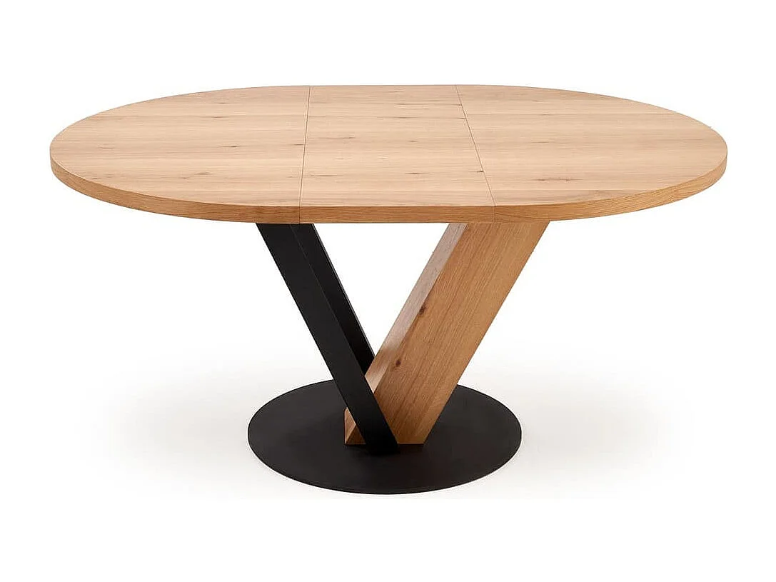 Esstisch Fanis/Rund/Ausziehbar/MDF+Furnier/Braun&Schwarz