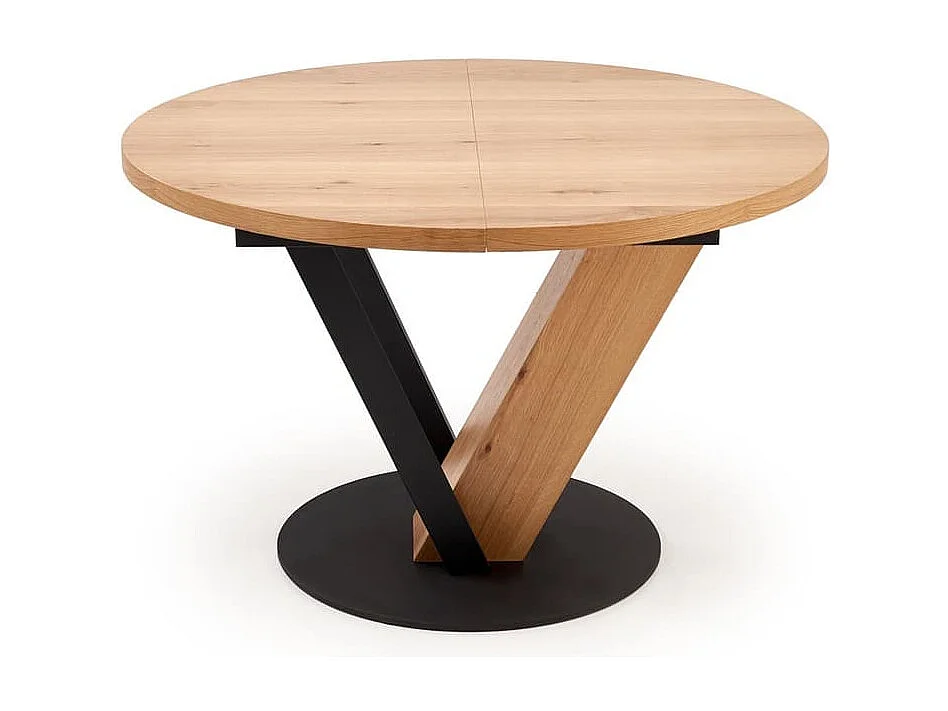 Esstisch Fanis/Rund/Ausziehbar/MDF+Furnier/Braun&Schwarz