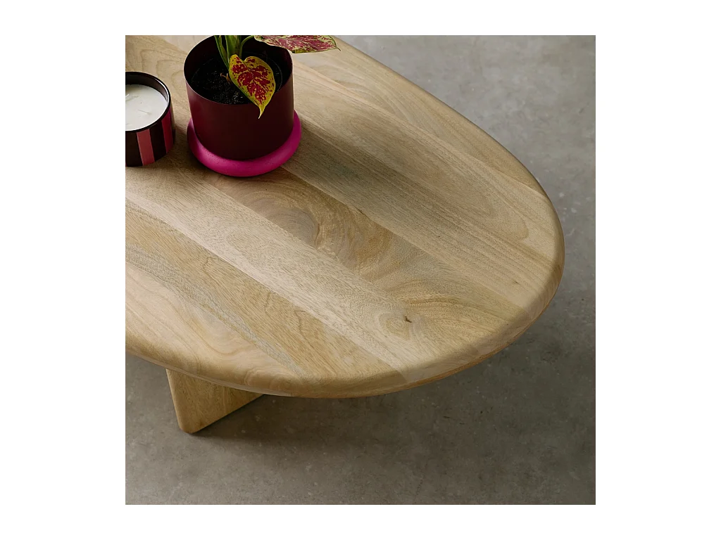 Tavolino ovale in legno di mango, marrone naturale