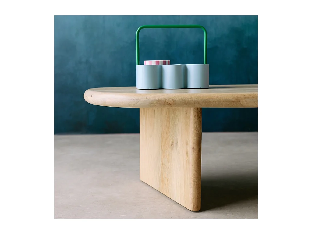 Tavolino ovale in legno di mango, marrone naturale