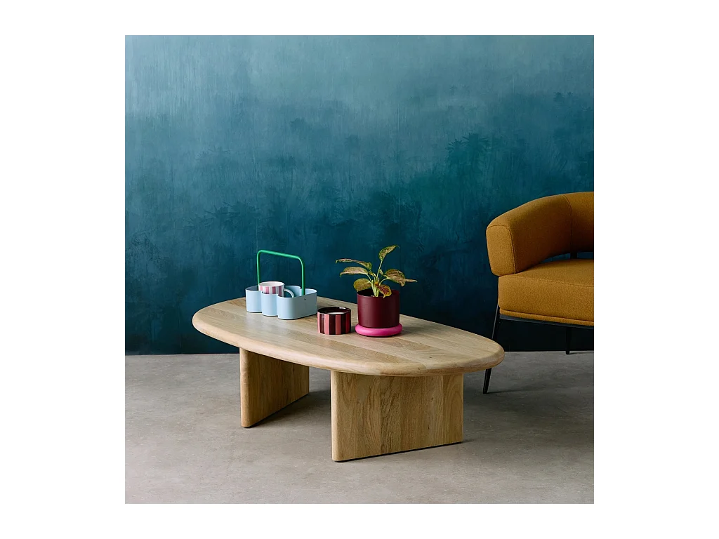 Tavolino ovale in legno di mango, marrone naturale