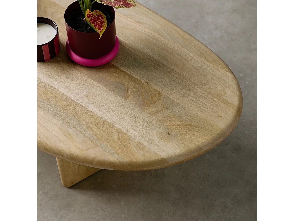 Tavolino ovale in legno di mango, marrone naturale