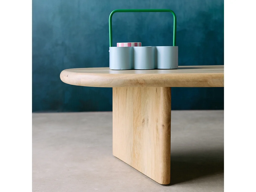 Tavolino ovale in legno di mango, marrone naturale