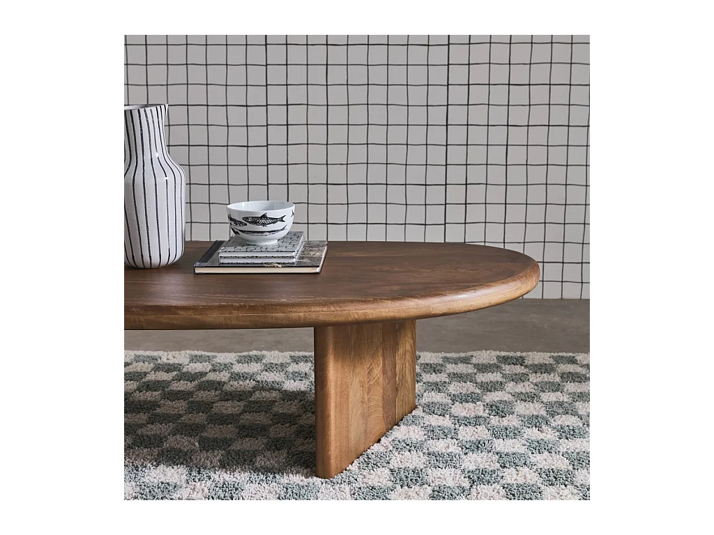 Tavolino ovale in legno di mango, marrone