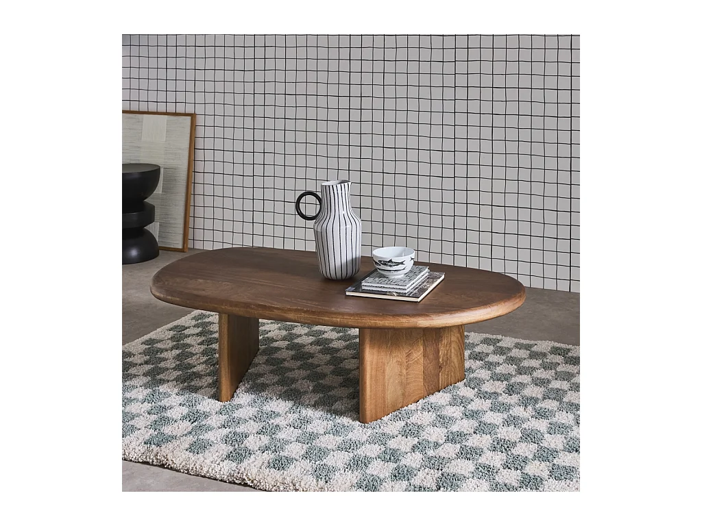 Tavolino ovale in legno di mango, marrone